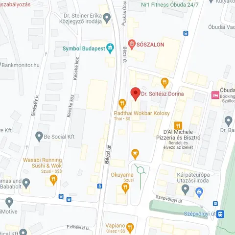 A rendelő elhelyezkedése: 1036 Budapest, Bécsi út 57-61.